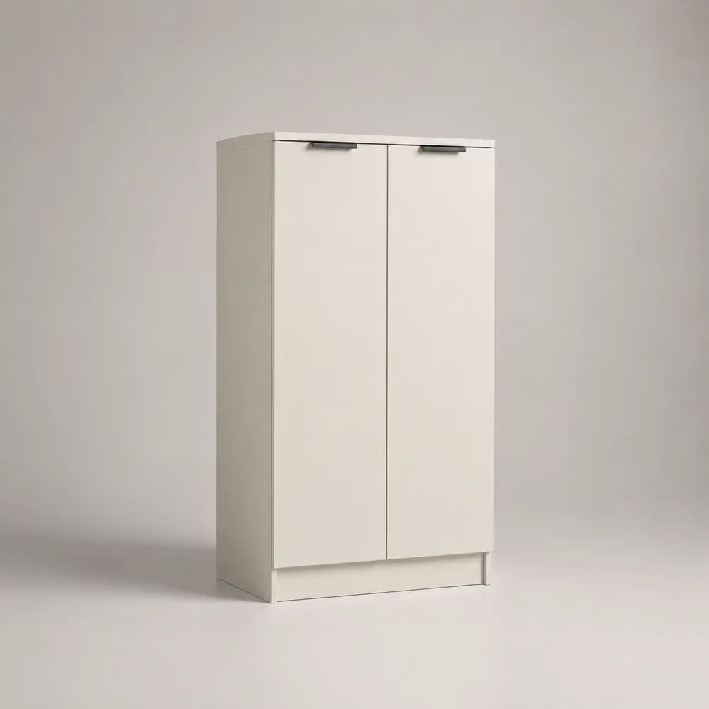 Scarpiera rettangolare a 2 ante in pannello truciolare melaminico, bianco e nero, 80 x 35 x 120 cm