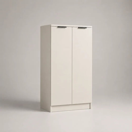 Scarpiera rettangolare a 2 ante in pannello truciolare melaminico, bianco e nero, 80 x 35 x 120 cm