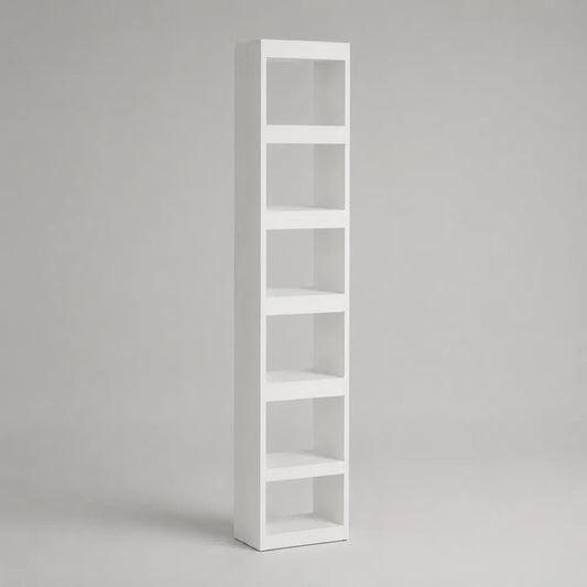 Libreria a colonna rettangolare in MDF con 6 vani, bianca, 180 x 35 x 25 cm