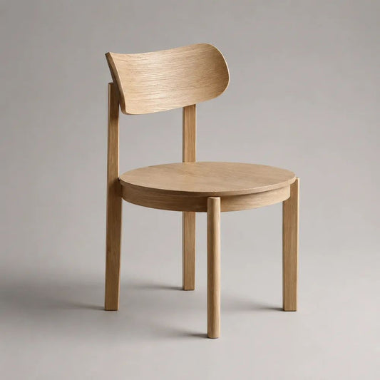 Sedia da pranzo in legno con seduta rotonda e schienale curvo, rovere naturale, 52 x 50 x 78 cm