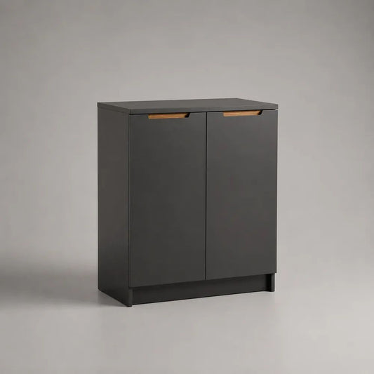 Scarpiera rettangolare a 2 ante in MDF melaminico, grigio antracite e marrone naturale, 80 × 35 × 100 cm